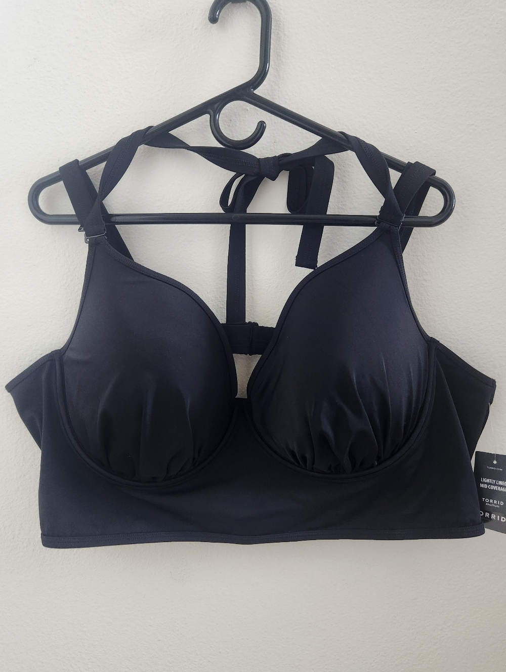 torrid Black Lightly Lined Mid Coverage Swimsuit Top